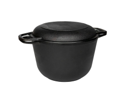 Чугунная кастрюля-казан "Гардарика" 6,0л с крышкой-сковородой 1306-4