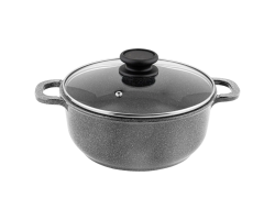 Кастрюля литая со стеклянной крышкой Антрацит Традиция 24см 3,0л ТА5233