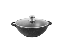 Казан литой со стеклянной крышкой Гранит Традиция 28см 4,0л ТГ0283