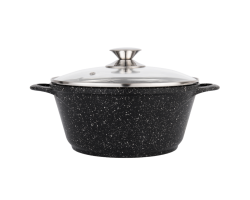 Кастрюля литая со стеклянной крышкой Гранит Традиция 24см 3,0л ТГ5233