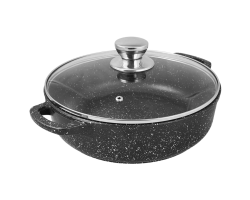 Жаровня литая со стеклянной крышкой Гранит Традиция 26см 3,0л ТГ9243