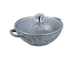 Казан литой со стеклянной крышкой Мрамор Традиция 28см 4,0л ТМ0283
