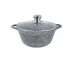 Кастрюля литая со стеклянной крышкой Мрамор Традиция 24см 3,0л ТМ5233