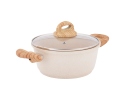 Кастрюля литая со стеклянной крышкой Ваниль Традиция 20см 2,0л ТГ5223